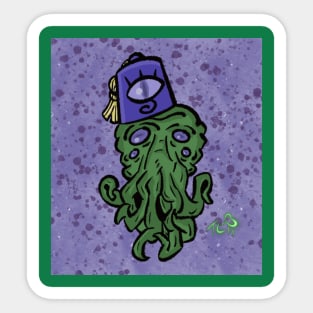 Cthulhu with Fez Sticker